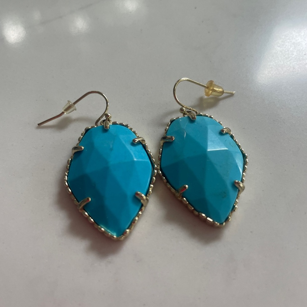 Kendra Scott Turquoise Gold Stone Earrings